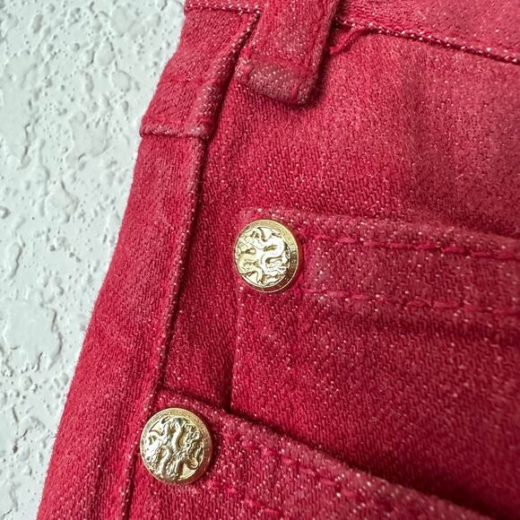 BALMAIN Skinny Jeans Red Low Rise Ankle Zip Stretch Hipster - Picture 4 of 16